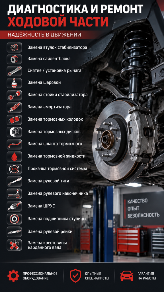 Диагностика и ремонт ходовой части автомобиля в Новосибирске